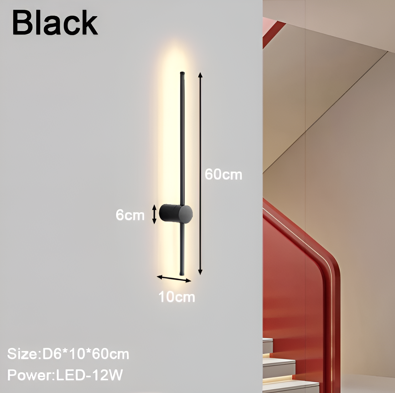 Streamline – Lineare LED-Wandleuchte in Schwarz und Weiß im skandinavischen Stil