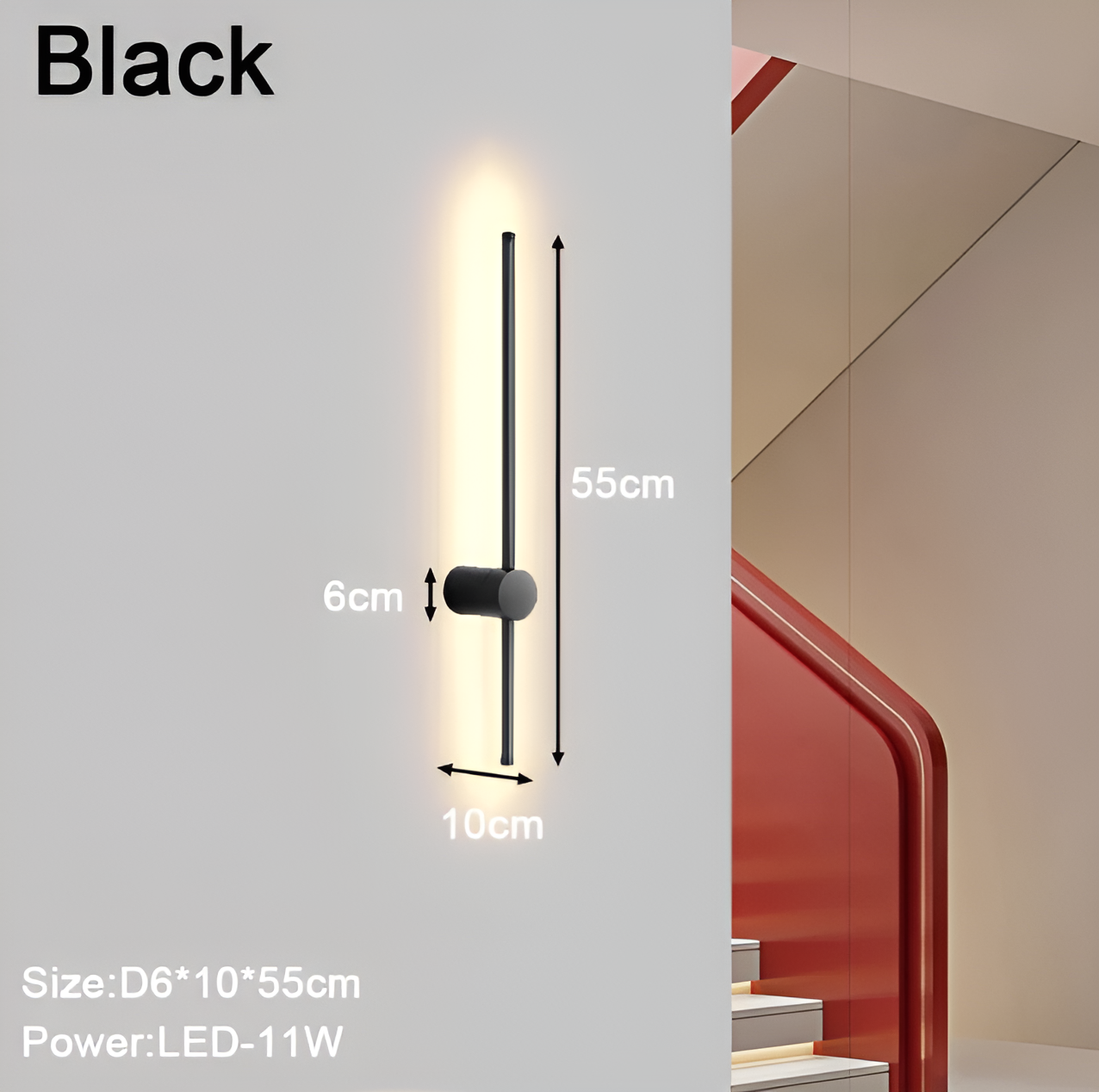 Streamline – Lineare LED-Wandleuchte in Schwarz und Weiß im skandinavischen Stil