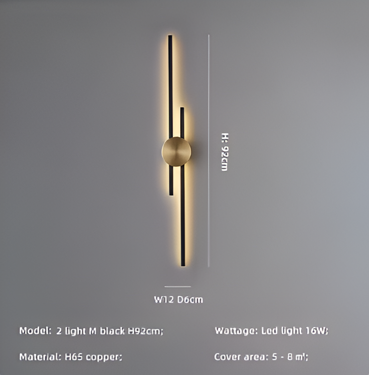 StripCop Wandleuchte - Gold Schwarz Linear Wandleuchte - Wandleuchte Design - Kupfer Wandleuchten LED