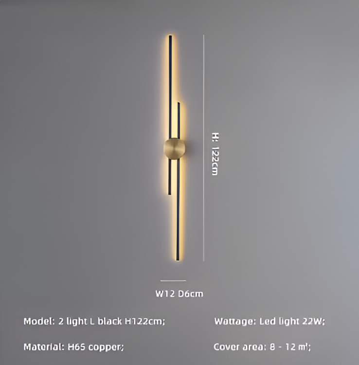 StripCop Wandleuchte - Gold Schwarz Linear Wandleuchte - Wandleuchte Design - Kupfer Wandleuchten LED