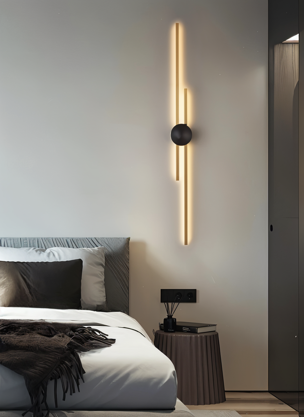 StripCop Wandleuchte - Gold Schwarz Linear Wandleuchte - Wandleuchte Design - Kupfer Wandleuchten LED