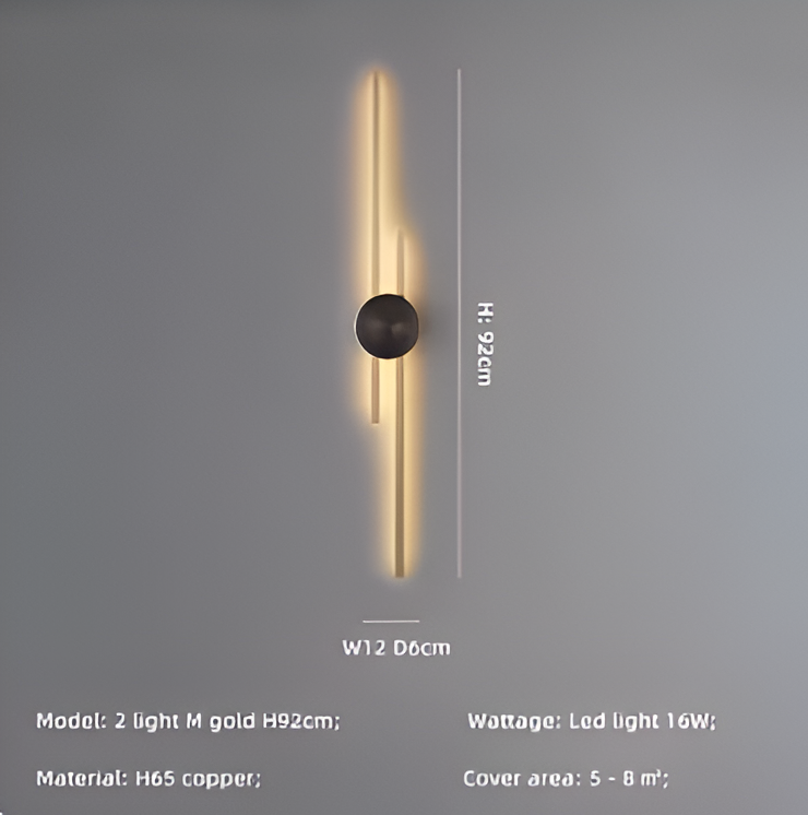 StripCop Wandleuchte - Gold Schwarz Linear Wandleuchte - Wandleuchte Design - Kupfer Wandleuchten LED