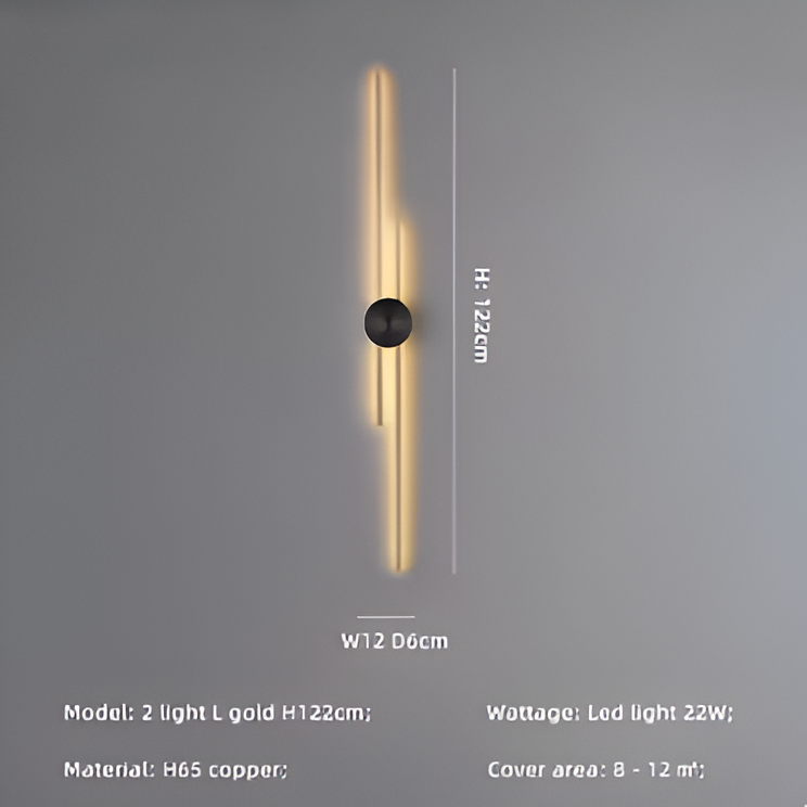 StripCop Wandleuchte - Gold Schwarz Linear Wandleuchte - Wandleuchte Design - Kupfer Wandleuchten LED