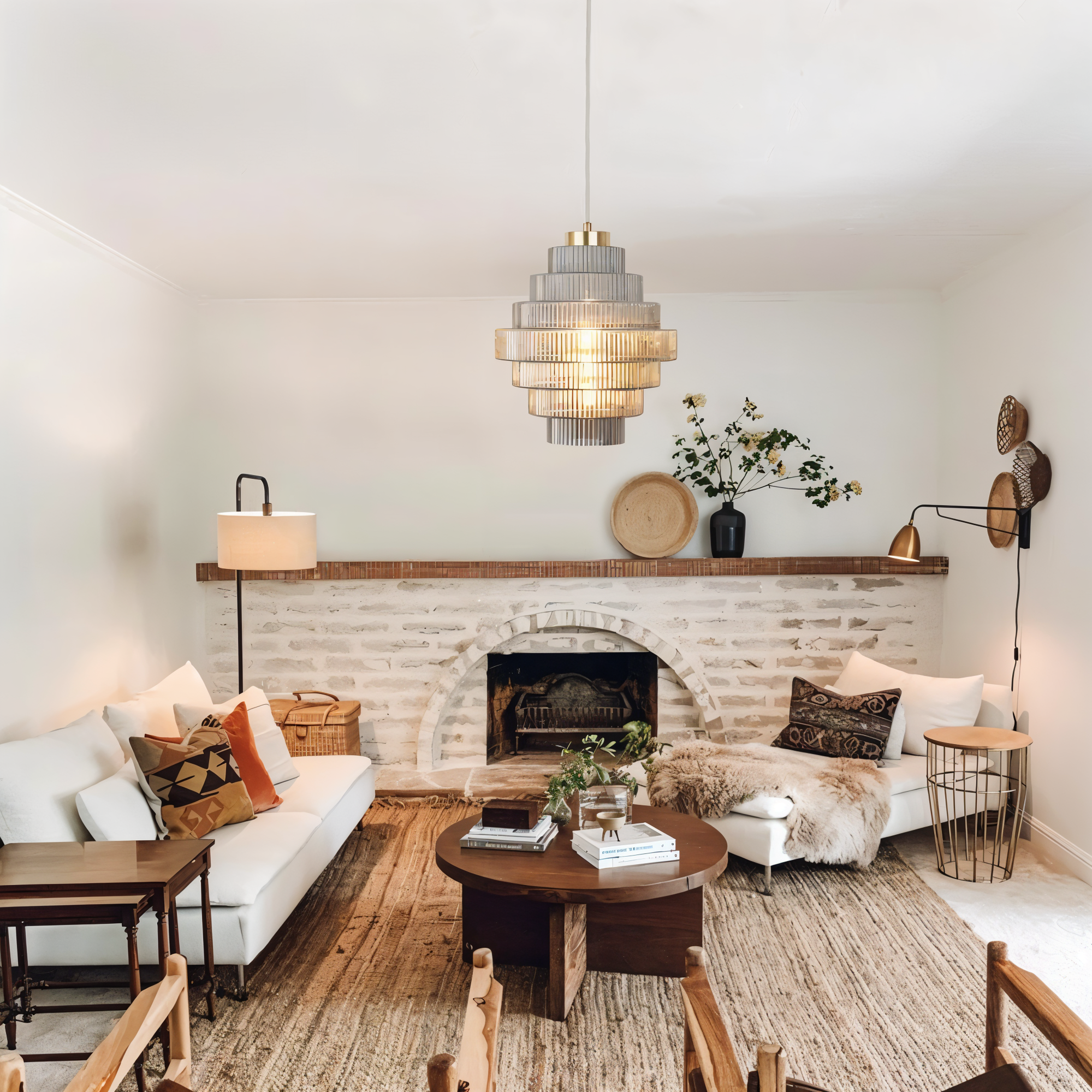 Stunlier Pendelleuchte - Retro Glas und Messing Hängelampe - Layered Kronleuchter für Wohnzimmer