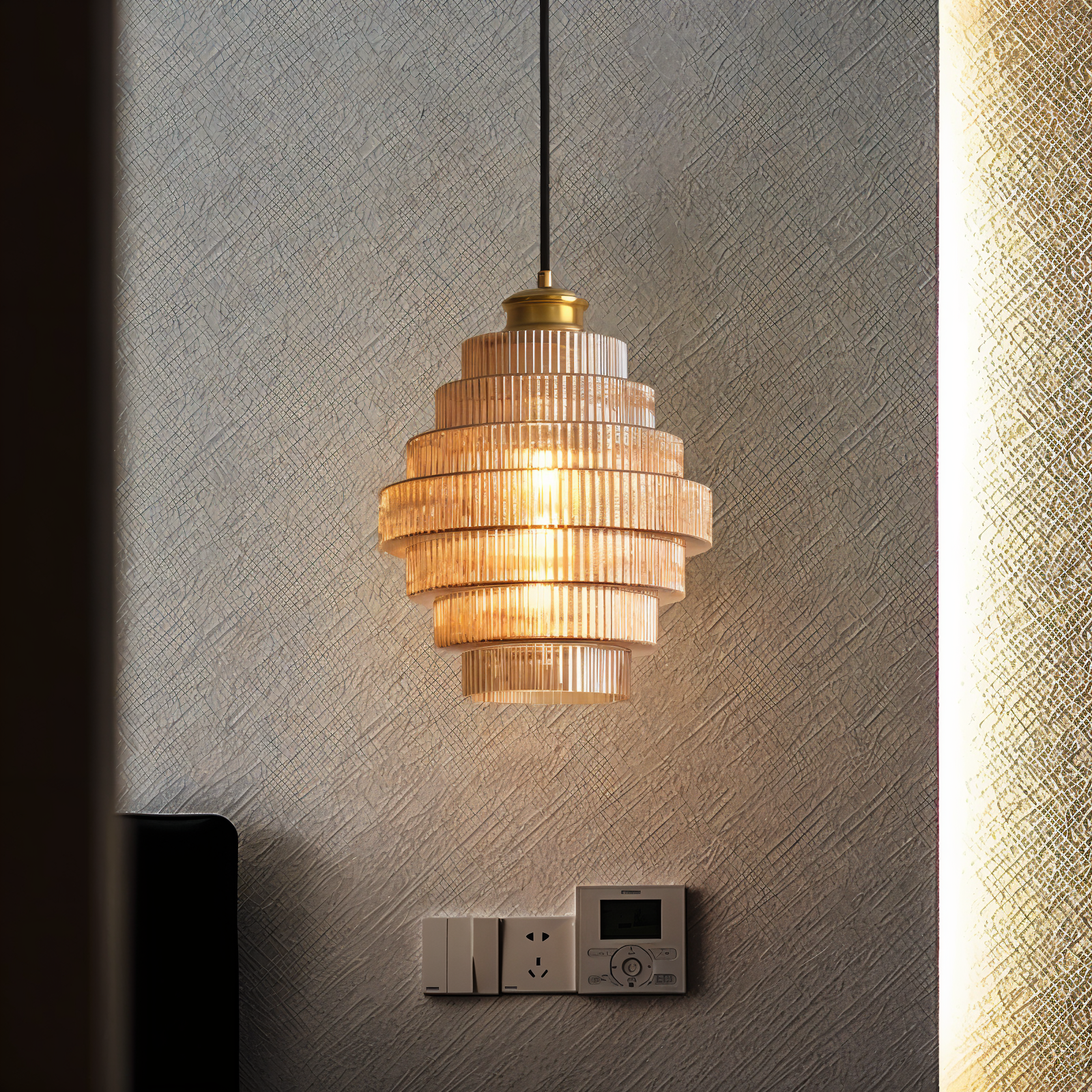 Stunlier Pendelleuchte - Retro Glas und Messing Hängelampe - Layered Kronleuchter für Wohnzimmer