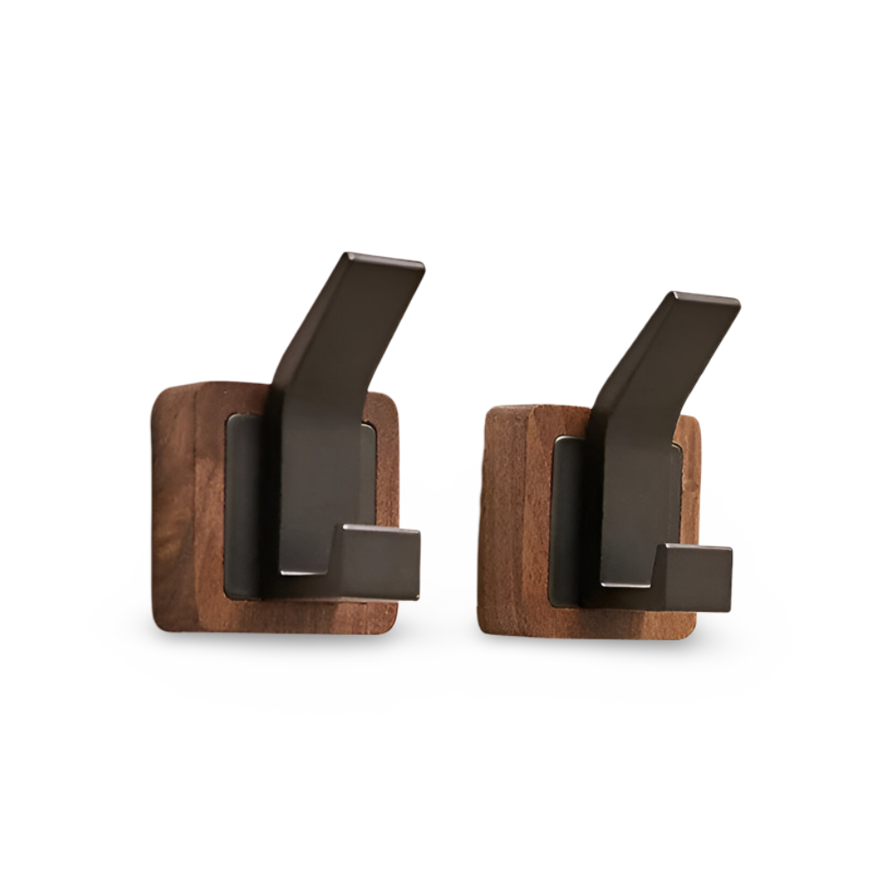 Stylischer Wandgarderoben aus Walnuss mit Vielseitigen Haken für Effiziente Wohnorganisation in jedem Raum