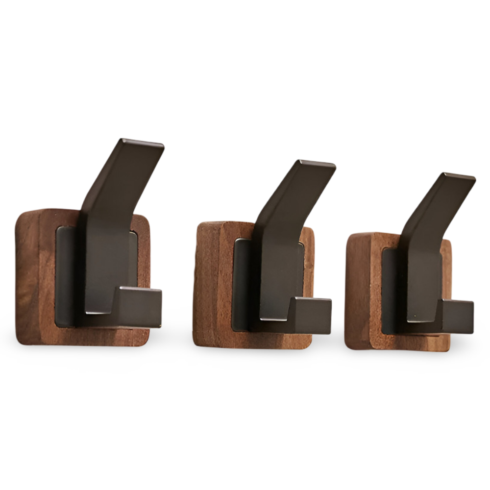 Stylischer Wandgarderoben aus Walnuss mit Vielseitigen Haken für Effiziente Wohnorganisation in jedem Raum