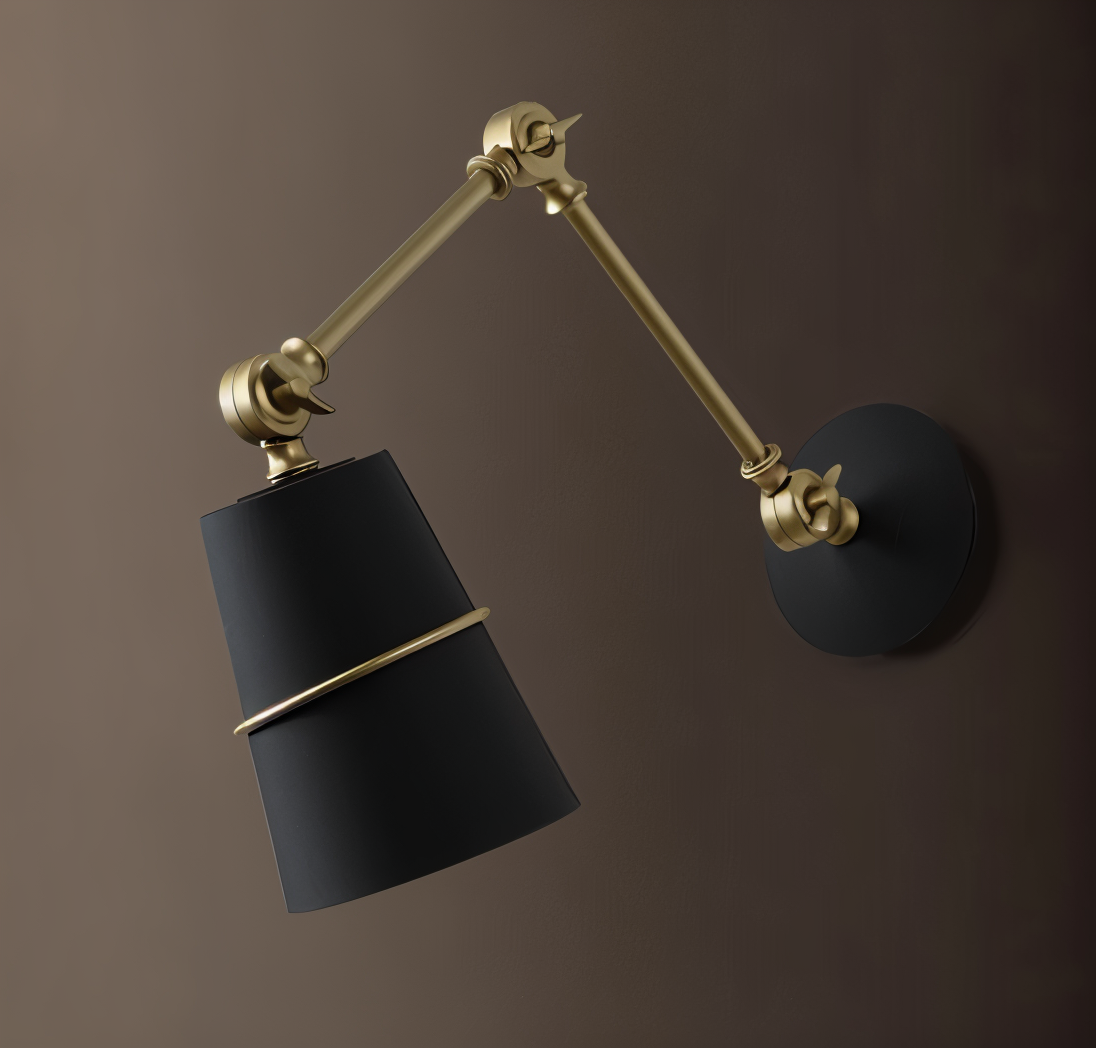 Swing Wandleuchte - Schwarz Weiß Retro Wandleuchte - Verstellbare Langarm Wandleuchte Design - Wandleuchten LED