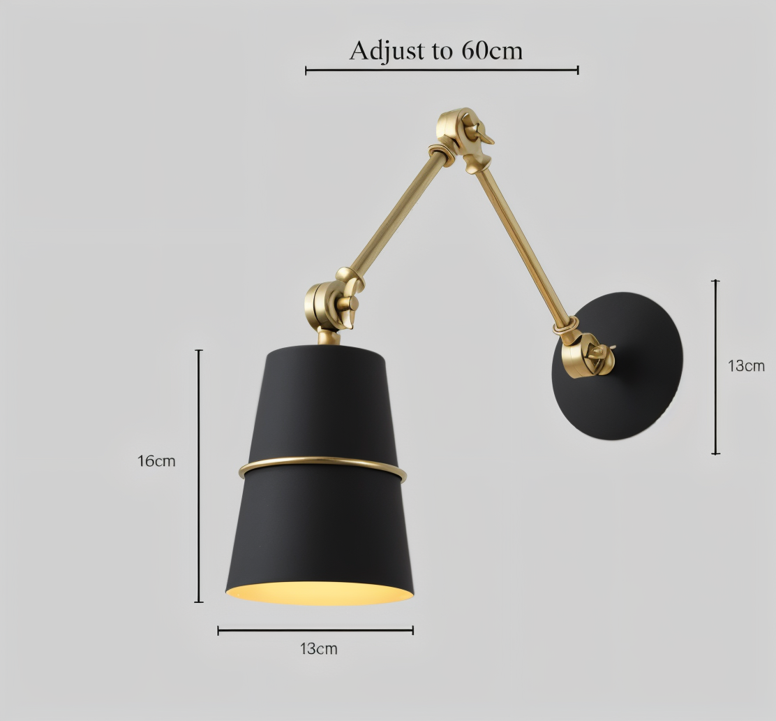 Swing Wandleuchte - Schwarz Weiß Retro Wandleuchte - Verstellbare Langarm Wandleuchte Design - Wandleuchten LED