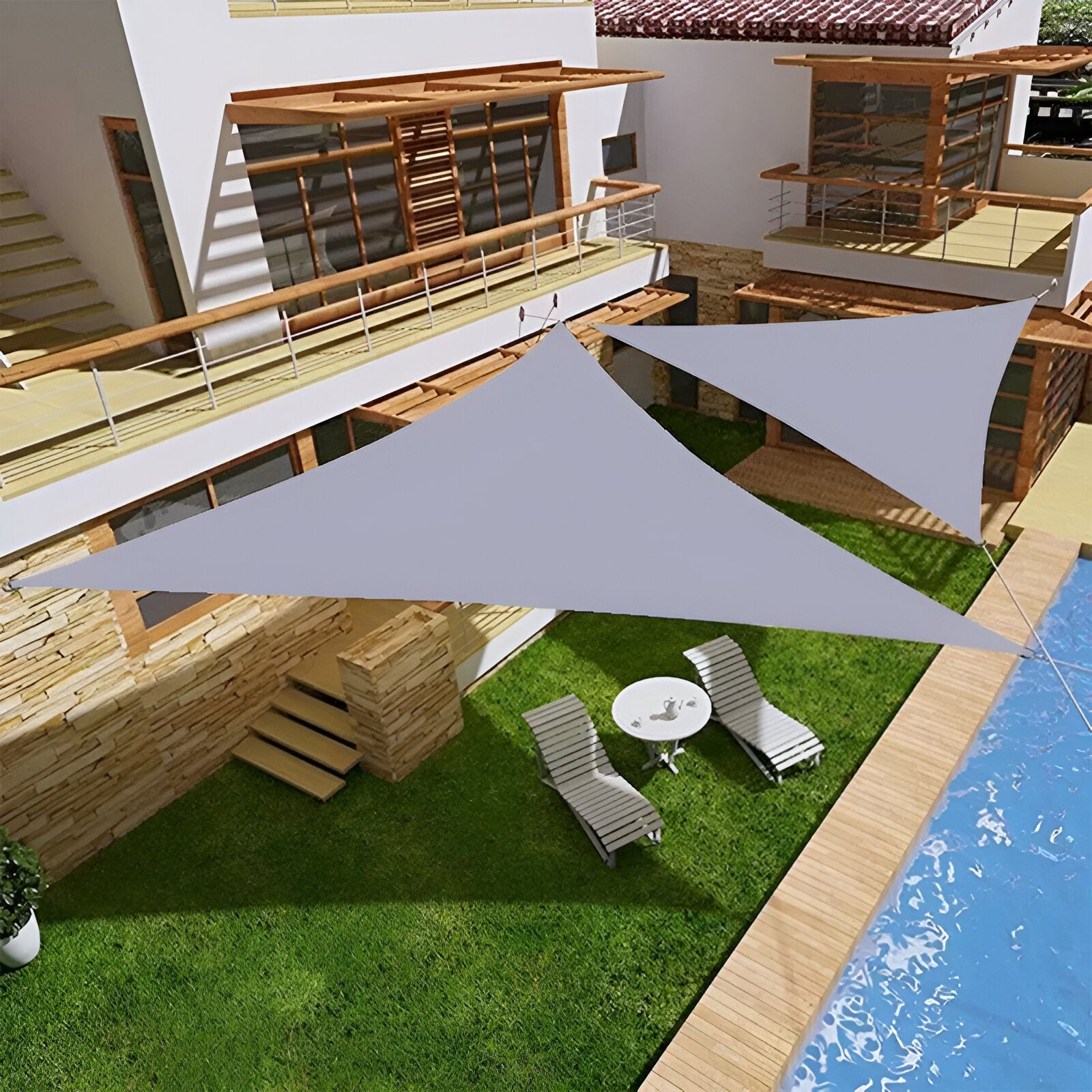 TriBlocker Sonnensegel - Wasserdichtes Dreieckiges Sonnensegel - Tragbares UV-Sonnenschutzschild