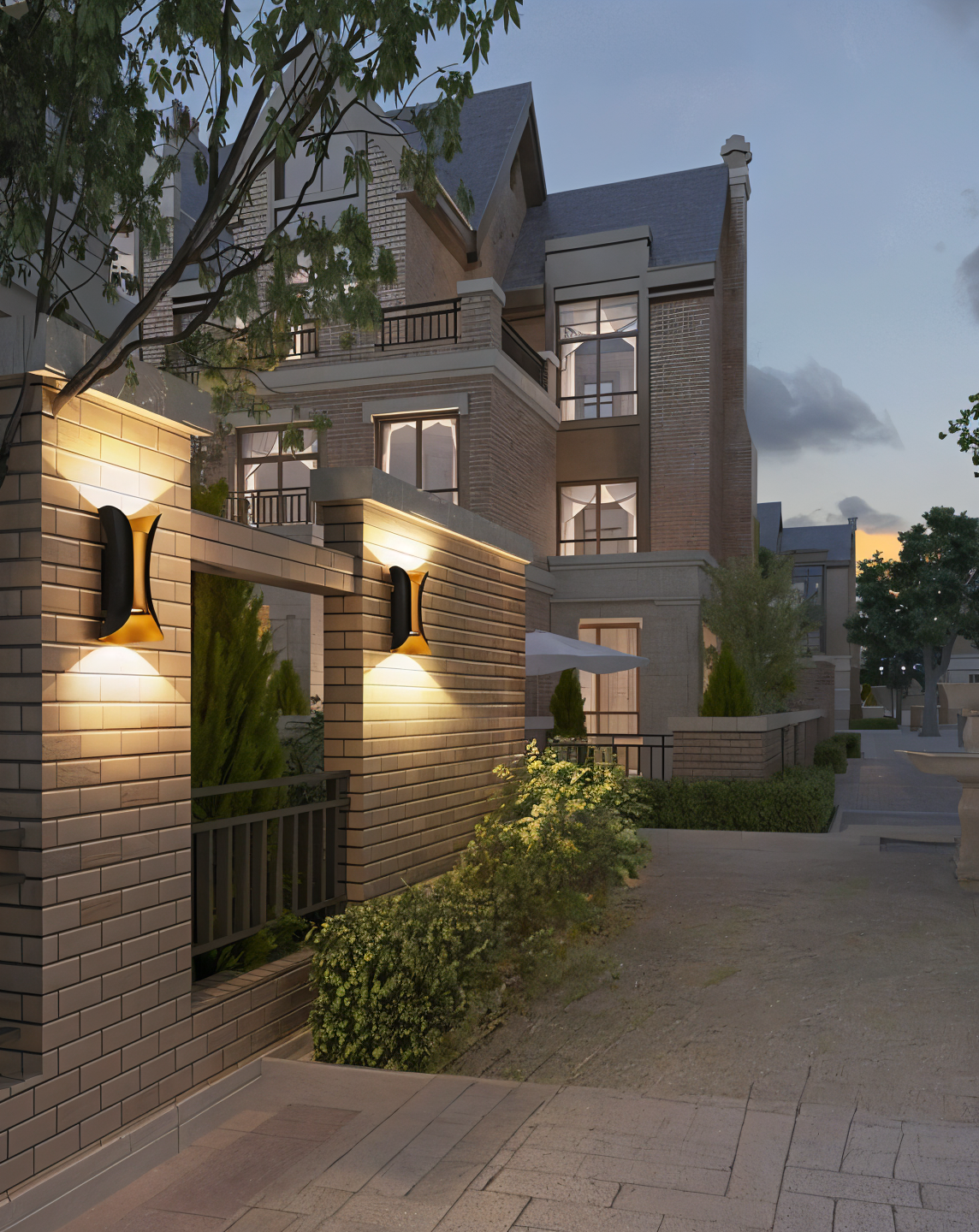 TwinBeam Wandleuchte - Doppelkopf LED Wandleuchte - Schwarz/Gold Wasserdichte Außenlampe