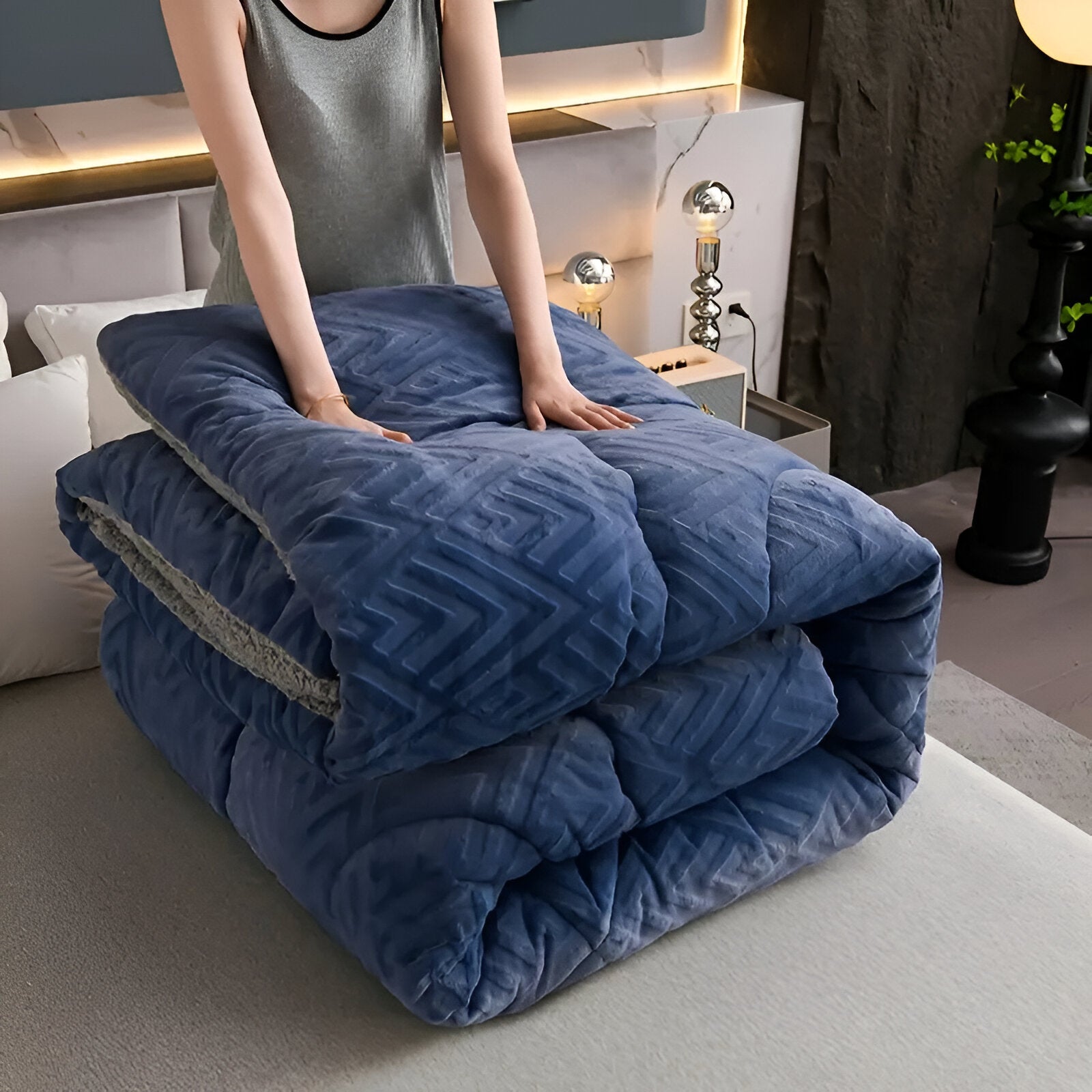 Ultra Fluff Bettdecke - Maschinenwaschbar Doppelseitige Plüschbettdecke für alle Jahreszeiten - Stylische Fleece Bettdecke