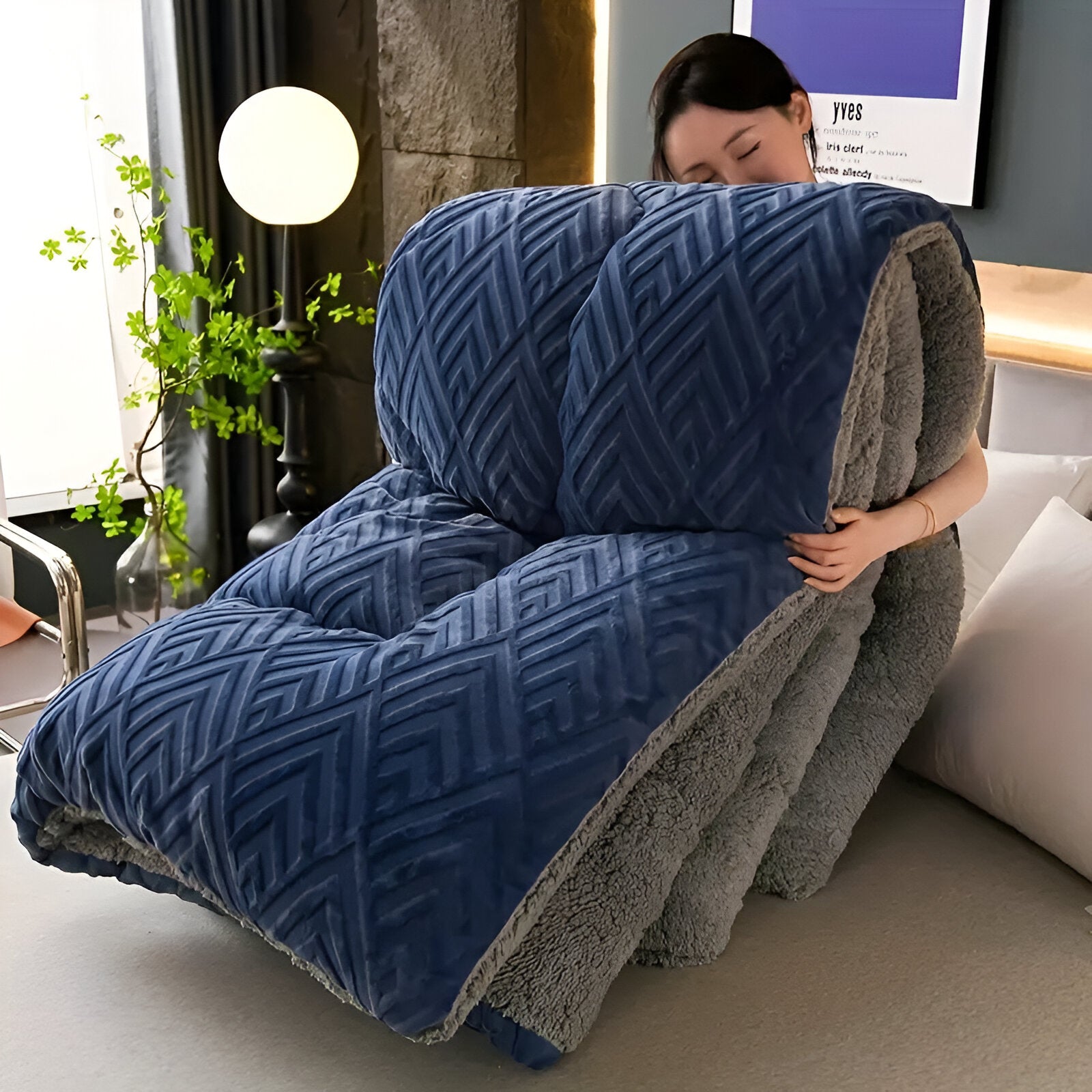 Ultra Fluff Bettdecke - Maschinenwaschbar Doppelseitige Plüschbettdecke für alle Jahreszeiten - Stylische Fleece Bettdecke