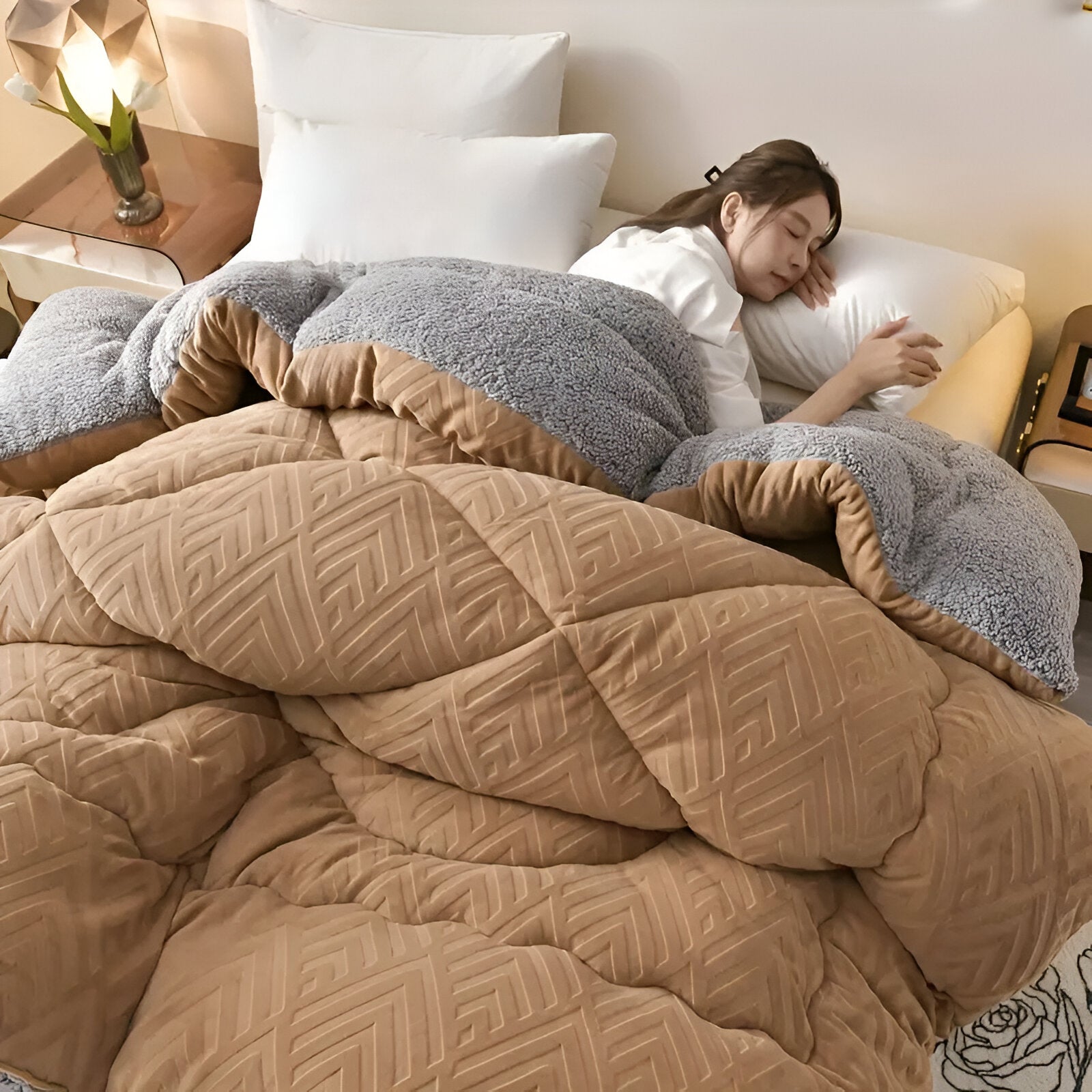 Ultra Fluff Bettdecke - Maschinenwaschbar Doppelseitige Plüschbettdecke für alle Jahreszeiten - Stylische Fleece Bettdecke