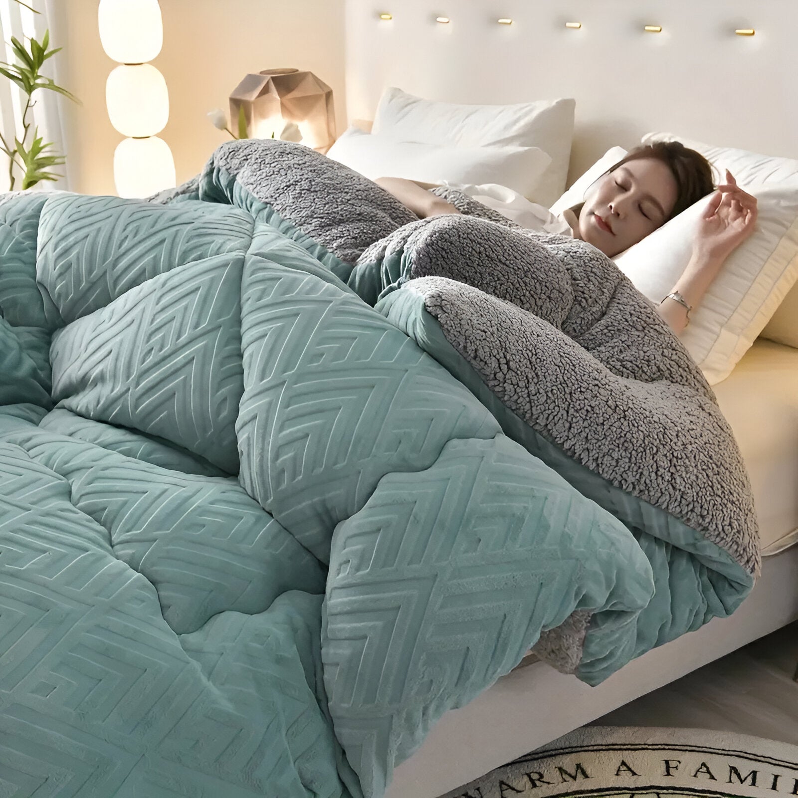 Ultra Fluff Bettdecke - Maschinenwaschbar Doppelseitige Plüschbettdecke für alle Jahreszeiten - Stylische Fleece Bettdecke