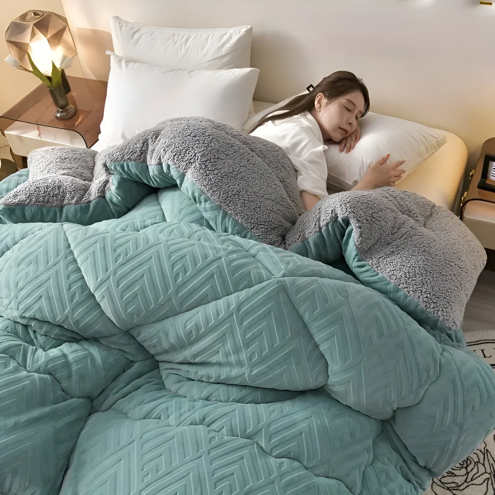 Ultra Fluff Bettdecke - Maschinenwaschbar Doppelseitige Plüschbettdecke für alle Jahreszeiten - Stylische Fleece Bettdecke