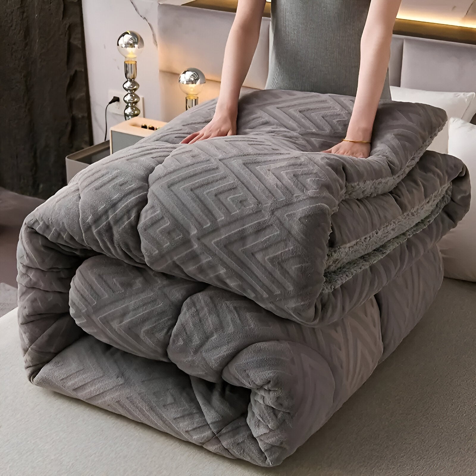 Ultra Fluff Bettdecke - Maschinenwaschbar Doppelseitige Plüschbettdecke für alle Jahreszeiten - Stylische Fleece Bettdecke