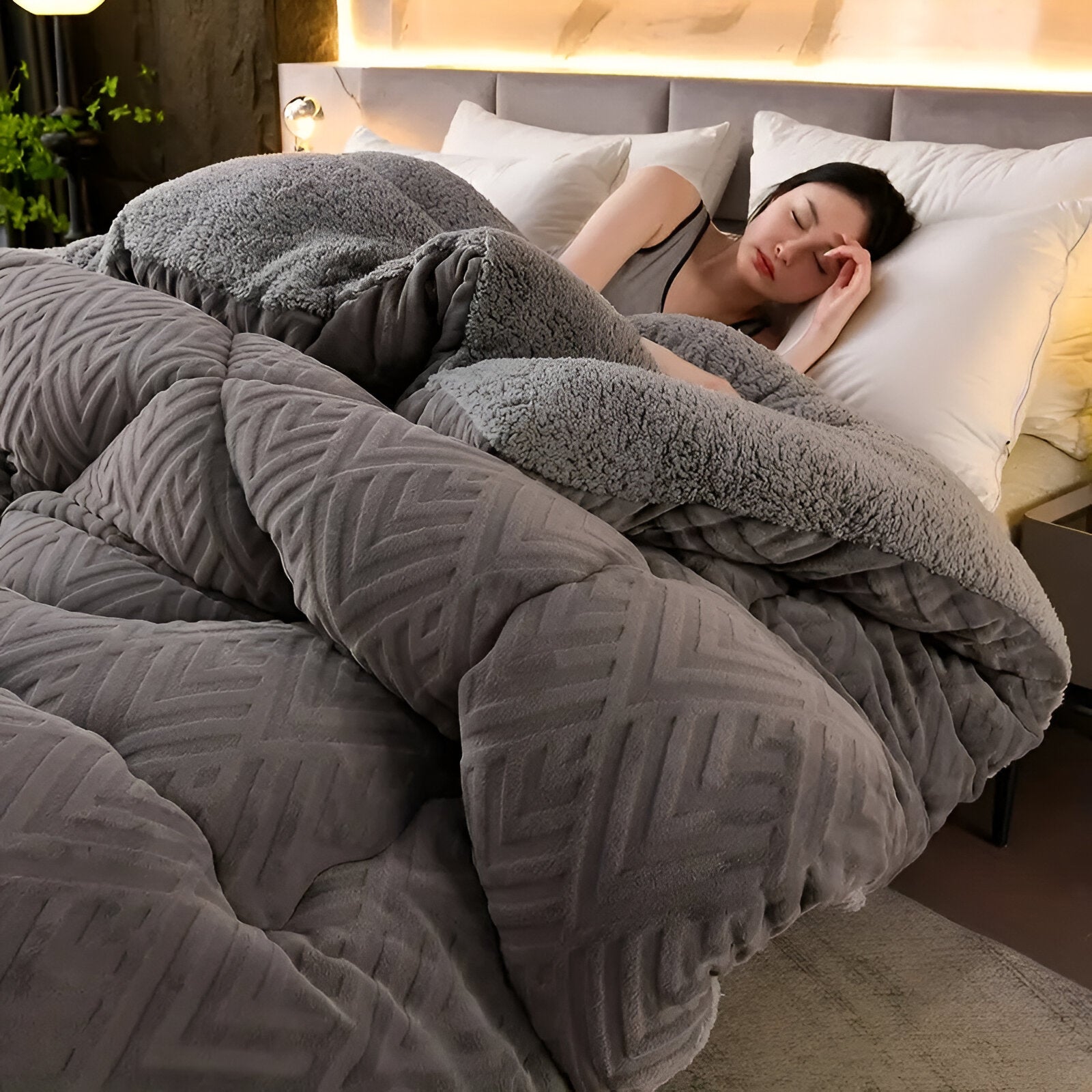 Ultra Fluff Bettdecke - Maschinenwaschbar Doppelseitige Plüschbettdecke für alle Jahreszeiten - Stylische Fleece Bettdecke