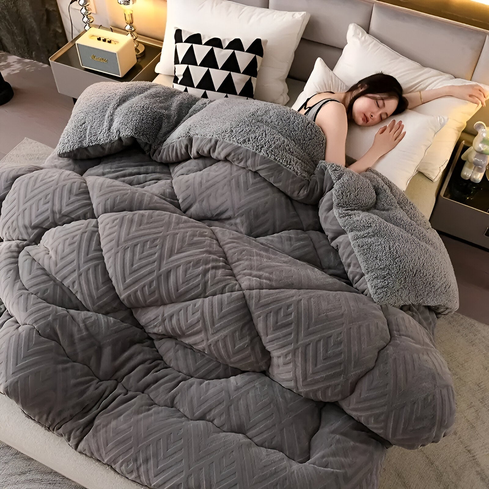 Ultra Fluff Bettdecke - Maschinenwaschbar Doppelseitige Plüschbettdecke für alle Jahreszeiten - Stylische Fleece Bettdecke