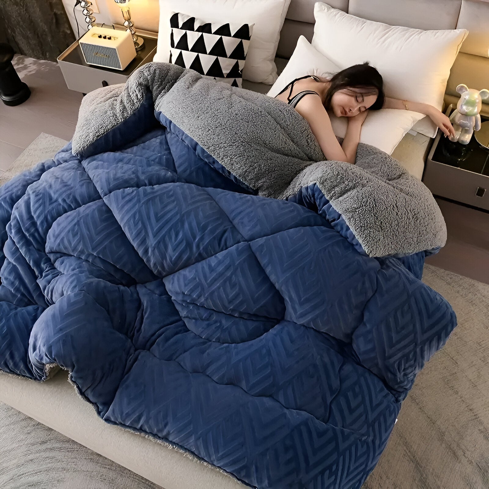 Ultra Fluff Bettdecke - Maschinenwaschbar Doppelseitige Plüschbettdecke für alle Jahreszeiten - Stylische Fleece Bettdecke