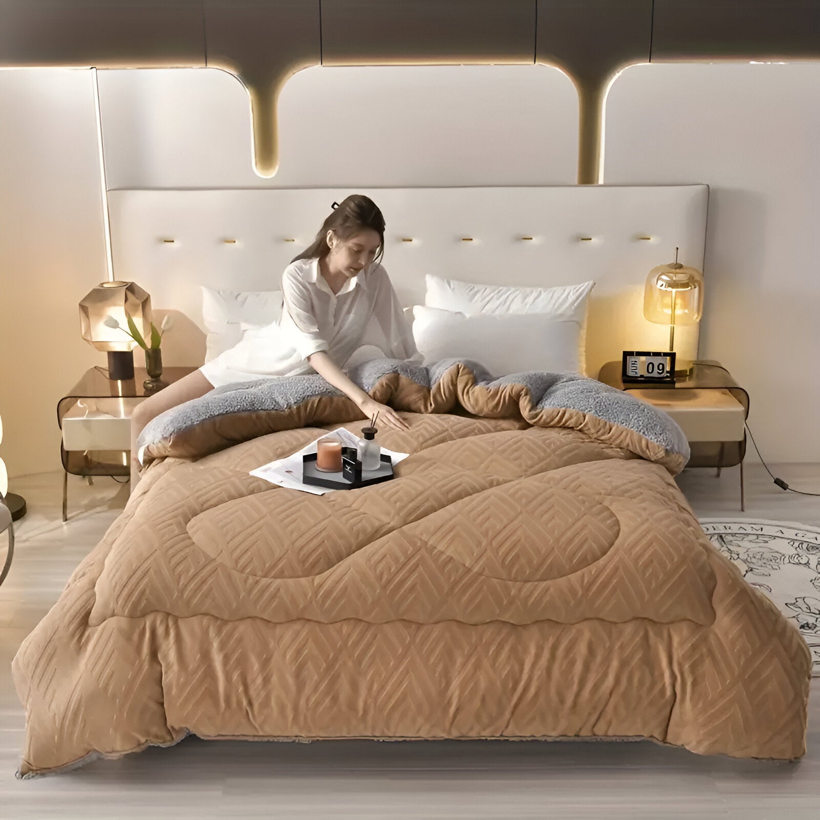Ultra Fluff Bettdecke - Maschinenwaschbar Doppelseitige Plüschbettdecke für alle Jahreszeiten - Stylische Fleece Bettdecke