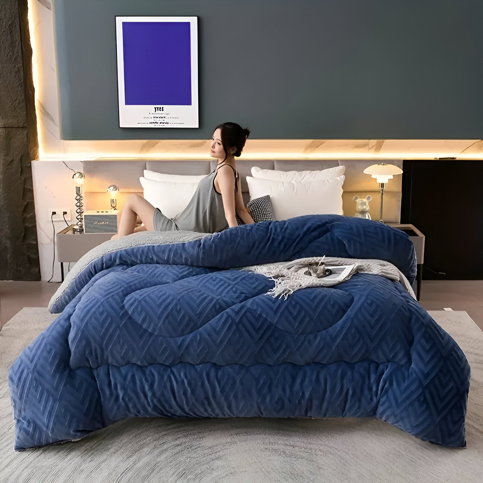 Ultra Fluff Bettdecke - Maschinenwaschbar Doppelseitige Plüschbettdecke für alle Jahreszeiten - Stylische Fleece Bettdecke