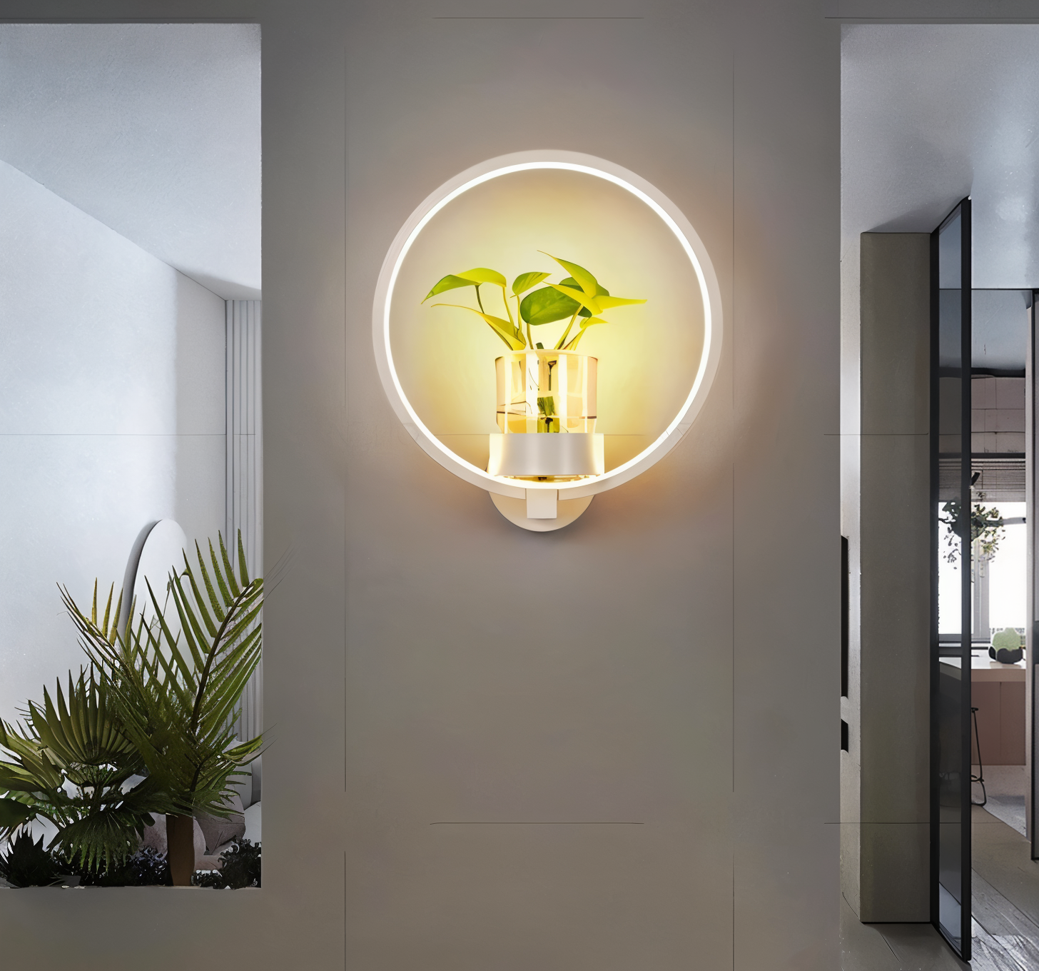 VerdantLume Wandleuchte - Minimalistische Wandleuchte mit Integrierter Pflanzenhalterung - Moderne Wandleuchten Geführt