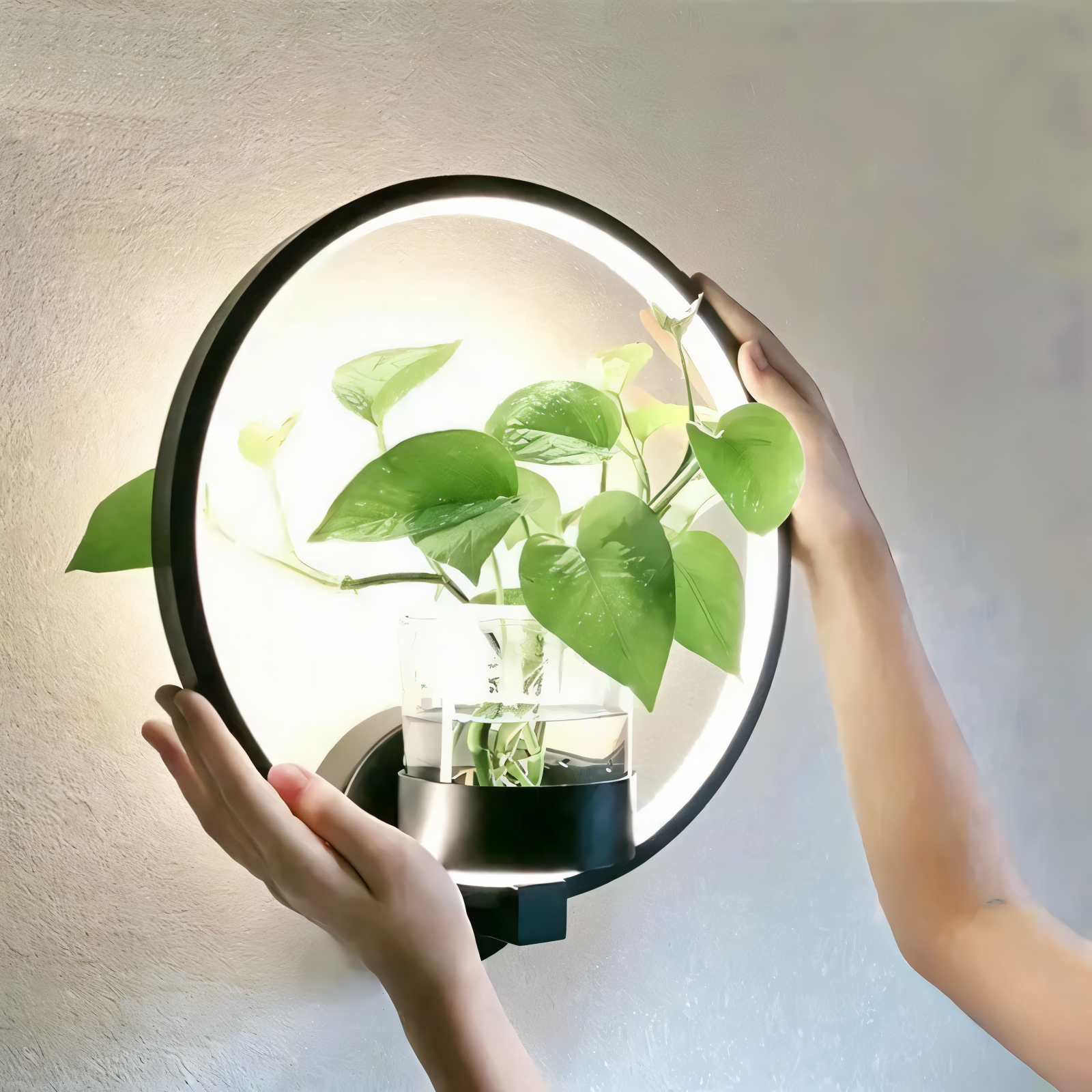 VerdantLume Wandleuchte - Minimalistische Wandleuchte mit Integrierter Pflanzenhalterung - Moderne Wandleuchten Geführt