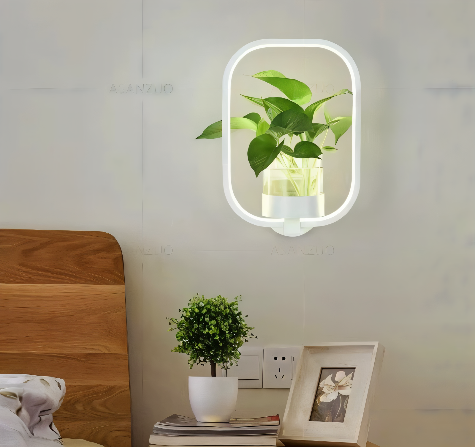 VerdantLume Wandleuchte - Minimalistische Wandleuchte mit Integrierter Pflanzenhalterung - Moderne Wandleuchten Geführt