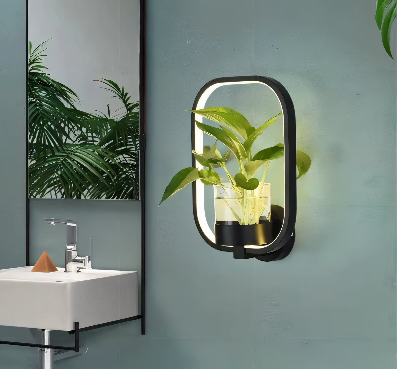 VerdantLume Wandleuchte - Minimalistische Wandleuchte mit Integrierter Pflanzenhalterung - Moderne Wandleuchten Geführt