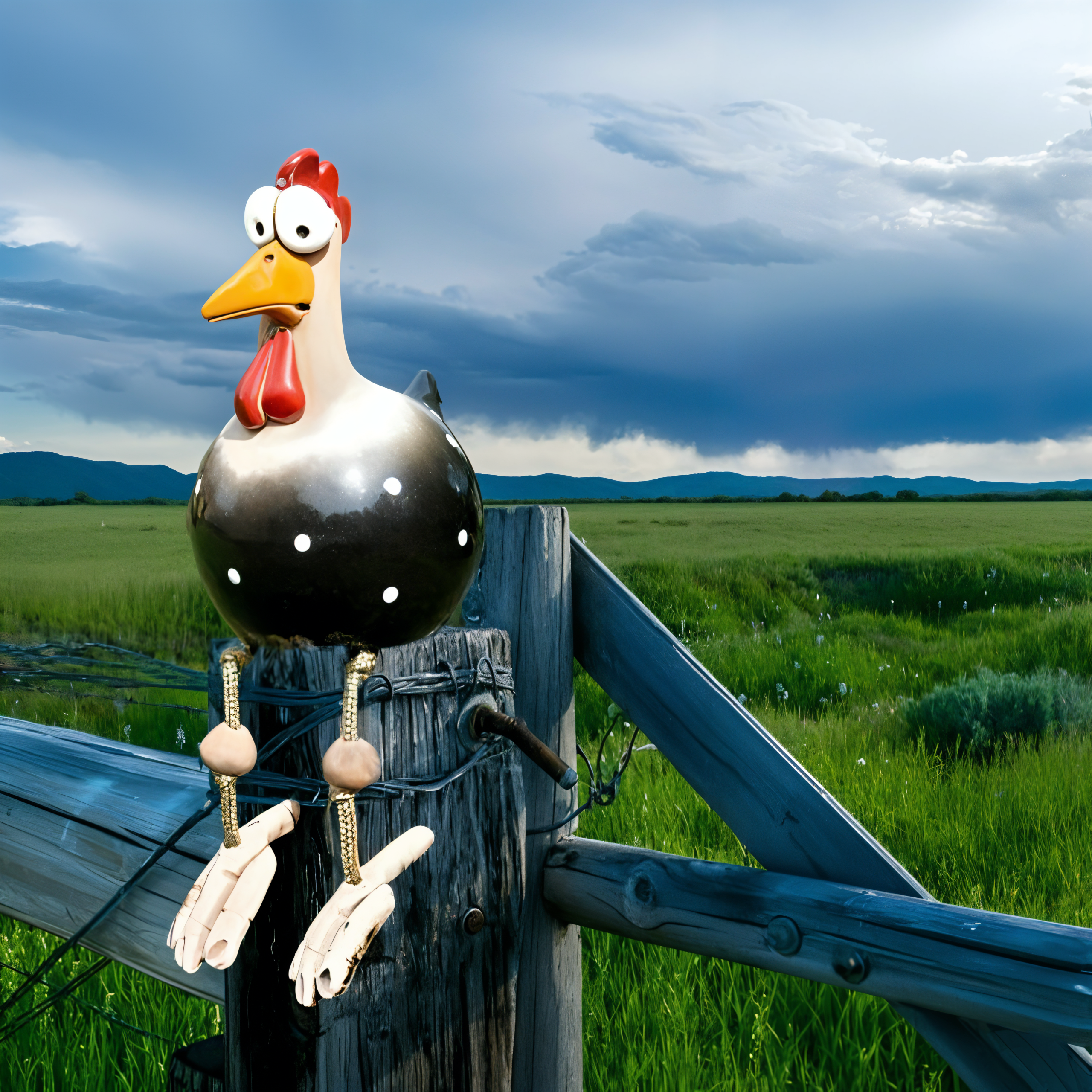Big-eyed Huhn Statue - Wetterfeste Harz Handwerk - Rooster Garten Statue