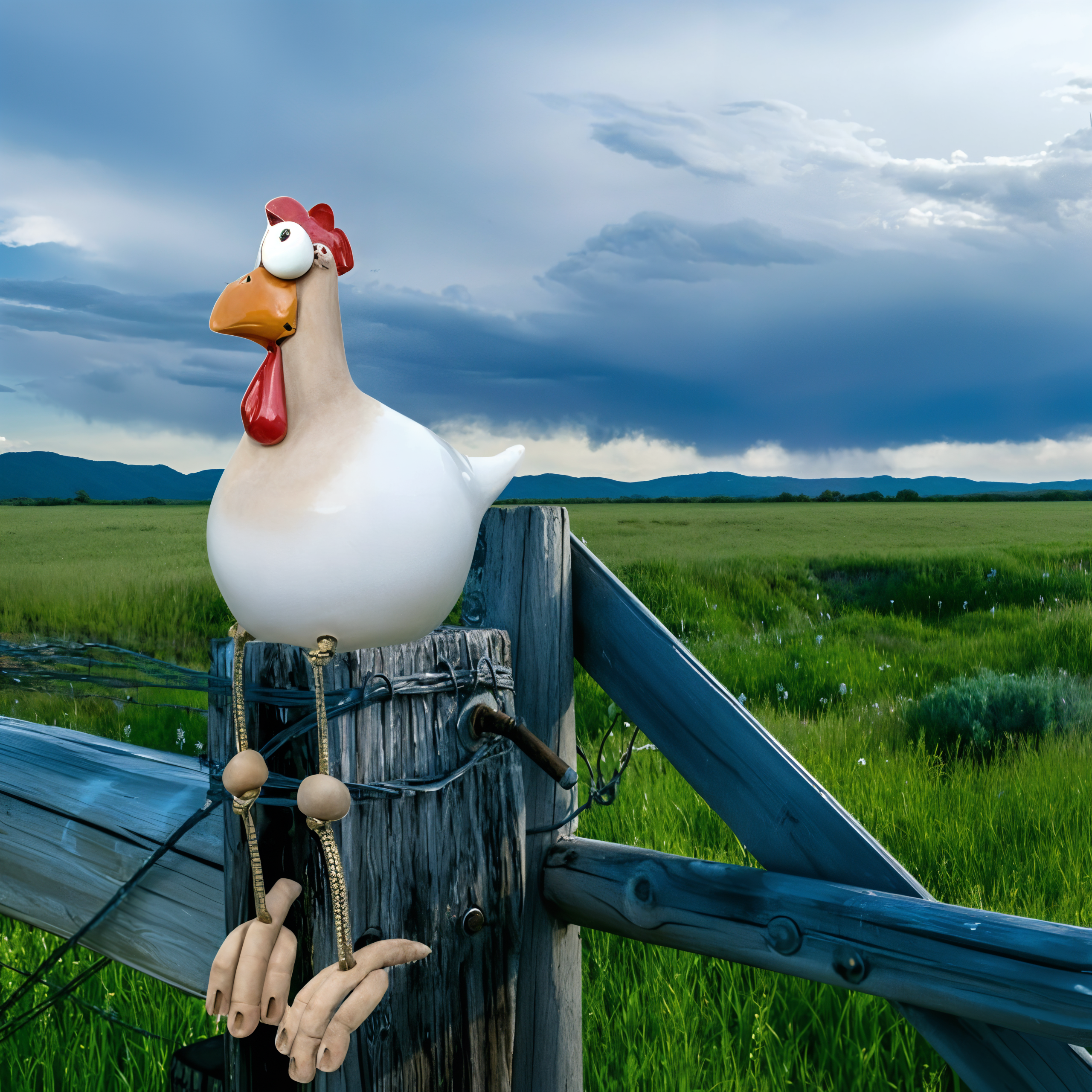 Big-eyed Huhn Statue - Wetterfeste Harz Handwerk - Rooster Garten Statue