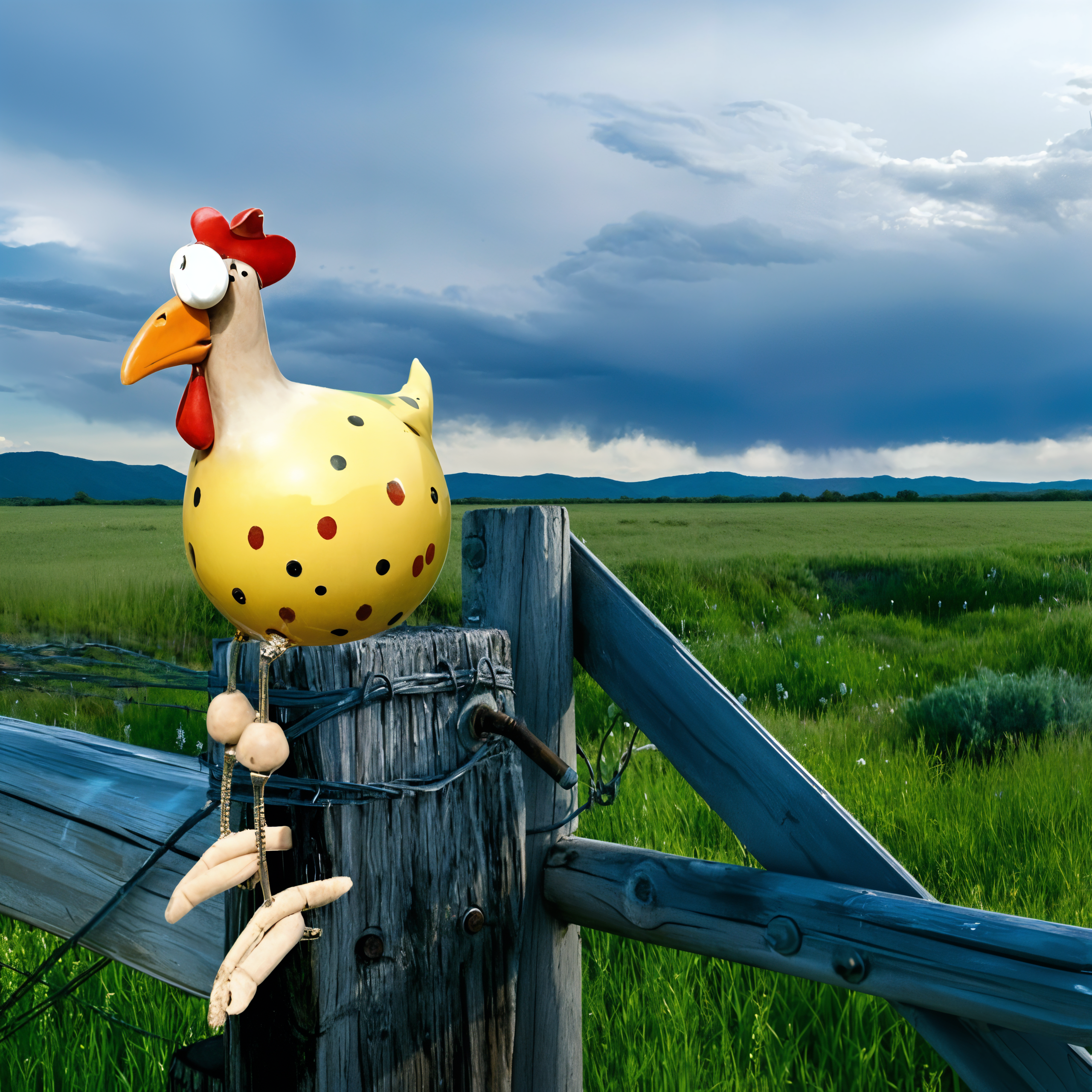 Big-eyed Huhn Statue - Wetterfeste Harz Handwerk - Rooster Garten Statue