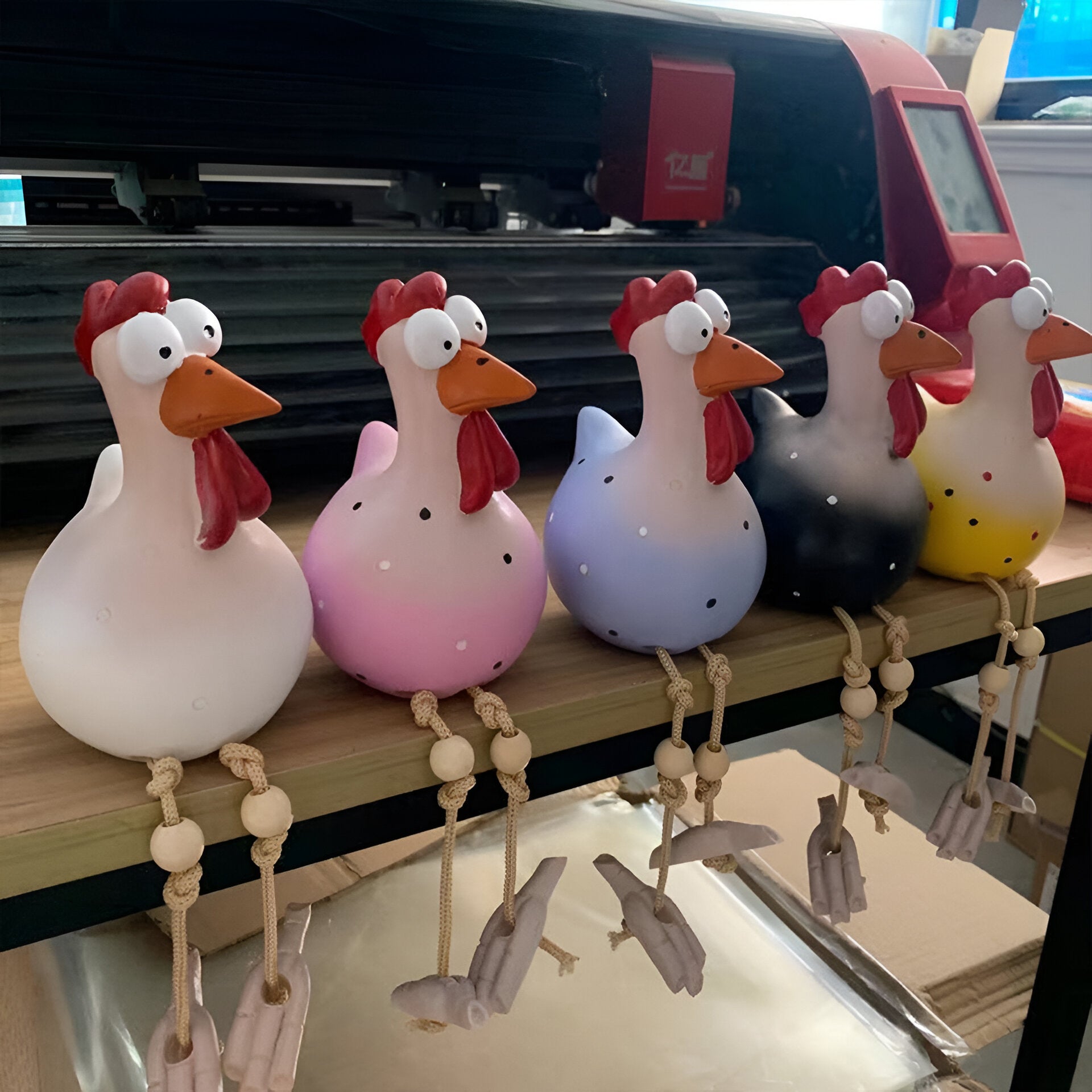 Big-eyed Huhn Statue - Wetterfeste Harz Handwerk - Rooster Garten Statue