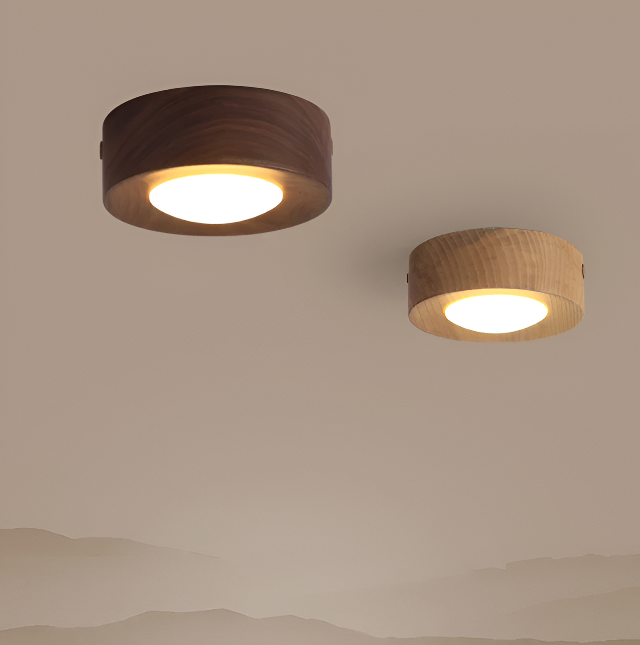WoodSpot Deckenleuchte - Walnuss Aufbaustrahler - LED Rundleuchte Decke