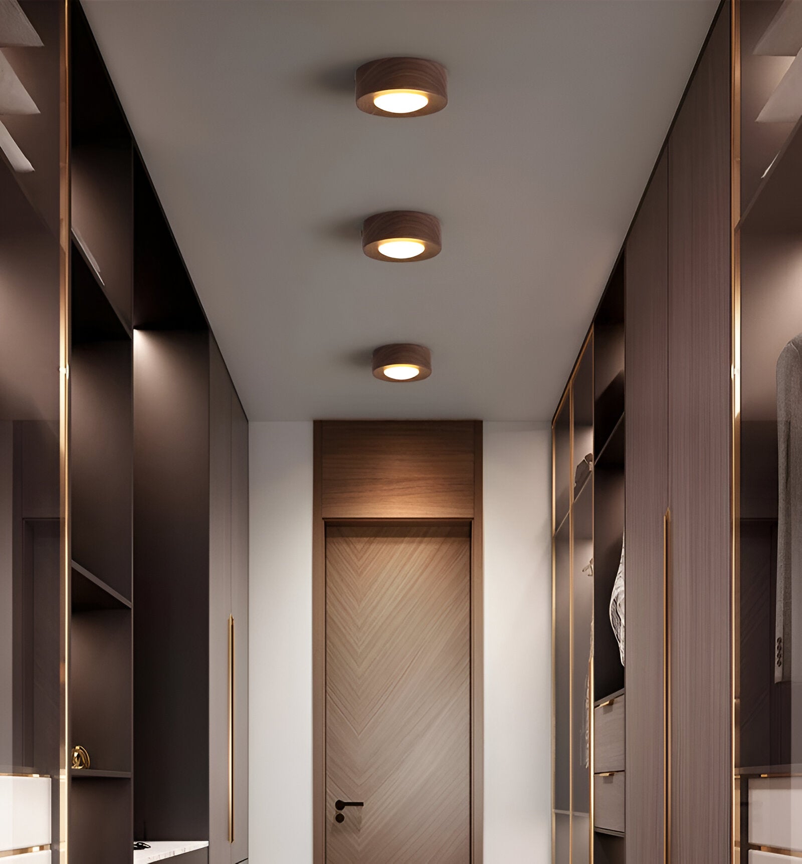 WoodSpot Deckenleuchte - Walnuss Aufbaustrahler - LED Rundleuchte Decke