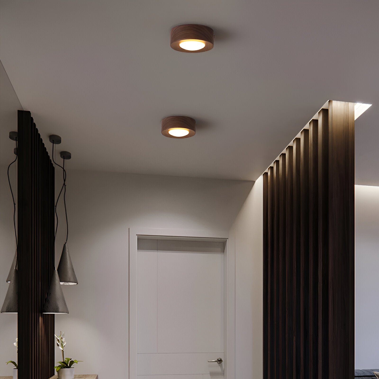 WoodSpot Deckenleuchte - Walnuss Aufbaustrahler - LED Rundleuchte Decke