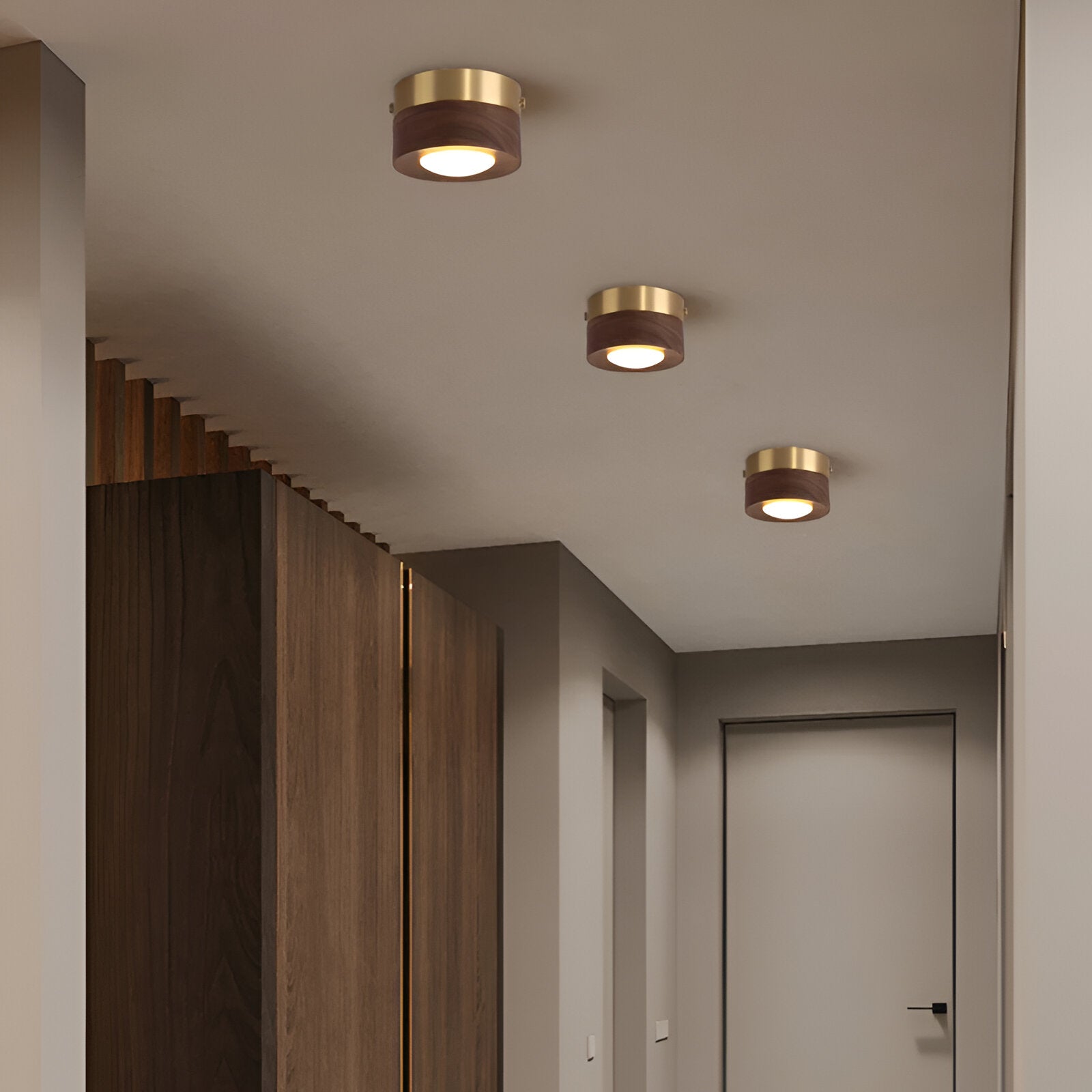WoodSpot Deckenleuchte - Walnuss Aufbaustrahler - LED Rundleuchte Decke