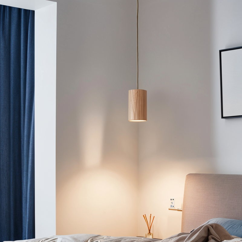 WoodTube Pendelleuchte - Ash Acacia Holzzylinder Hängelampe