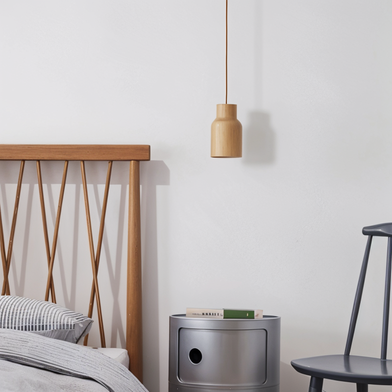 WoodTube Pendelleuchte - Ash Acacia Holzzylinder Hängelampe