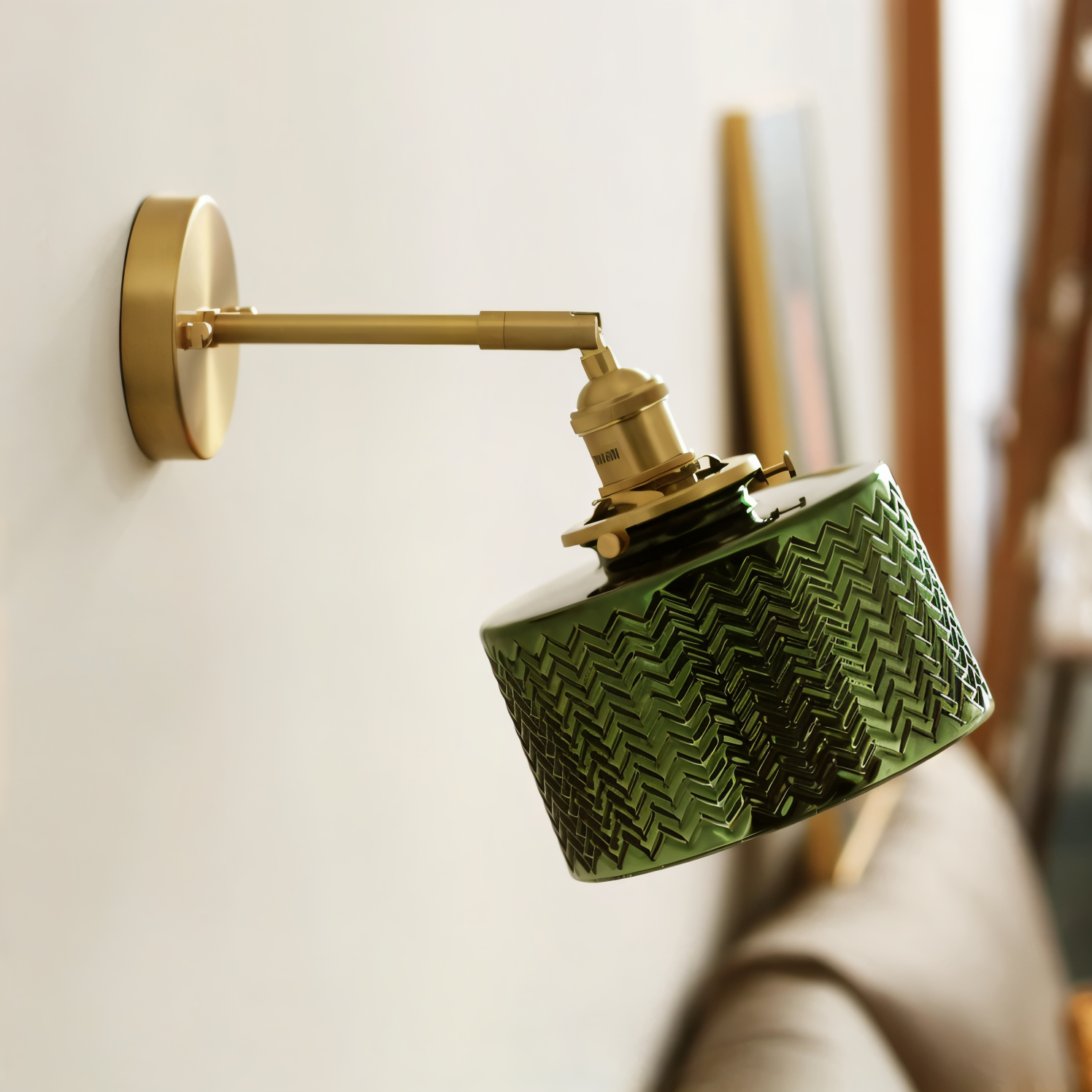 ZiGloss Wandleuchte - Nordic Klares/Grün Corrugated Glass Wandlampe - Verstellbare Wandleuchten LED