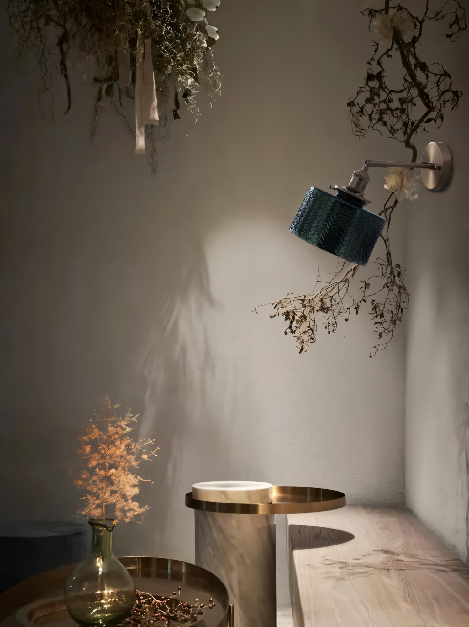 ZiGloss Wandleuchte - Nordic Klares/Grün Corrugated Glass Wandlampe - Verstellbare Wandleuchten LED