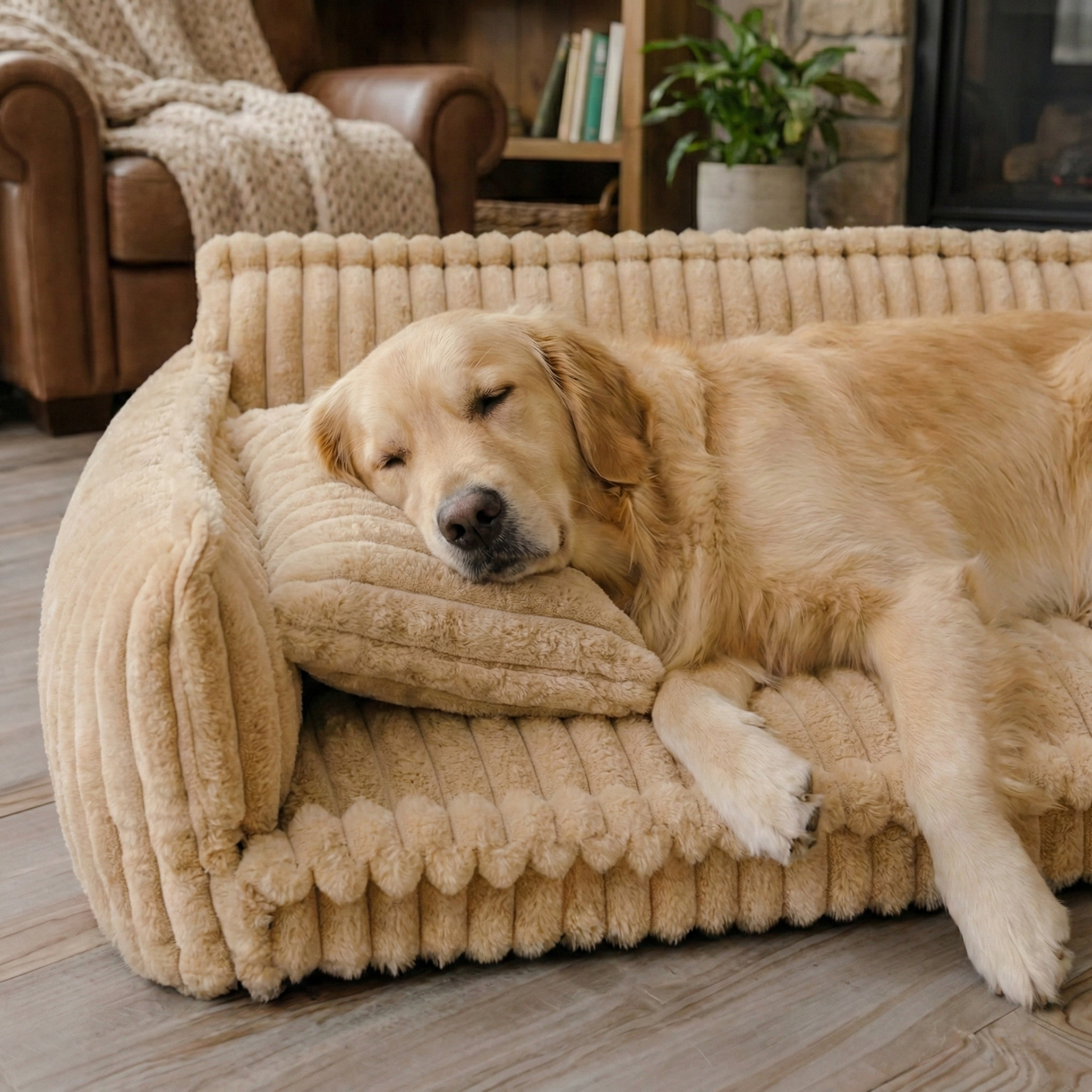 Hundesofa Gestreift & Gelenkschonend – Hoher Rand & Weiche Polsterung