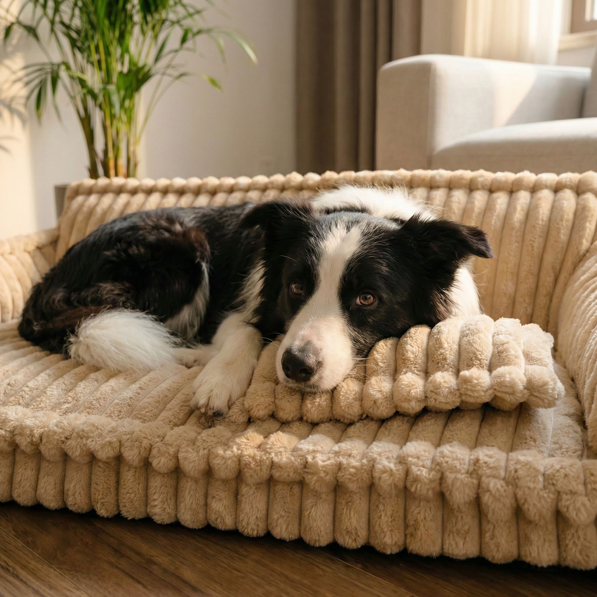 Hundesofa Gestreift & Gelenkschonend – Hoher Rand & Weiche Polsterung