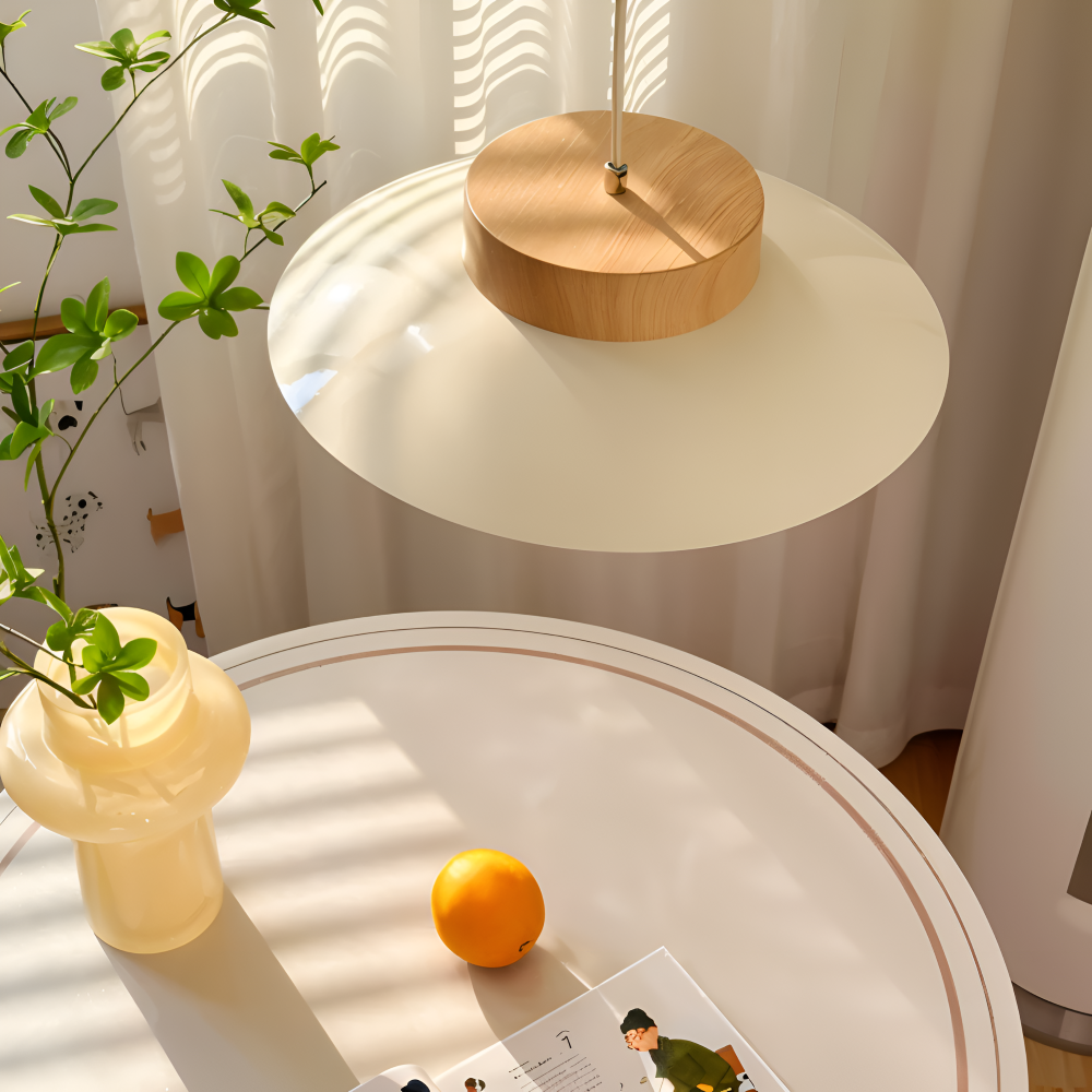 Icryl Pendelleuchte - Japanische Hängelampe in Creme Schalenform