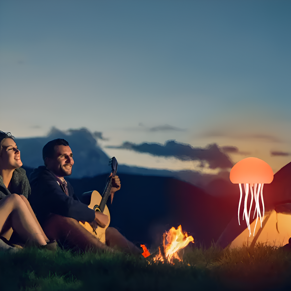 IllumBeats Jellyfish Tischlampe - Farbwechselndes, Sprachgesteuertes und Wiederaufladbares Nachtlicht