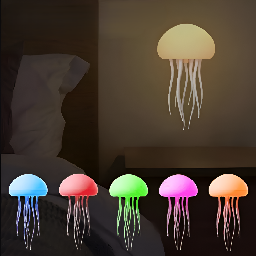 IllumBeats Jellyfish Tischlampe - Farbwechselndes, Sprachgesteuertes und Wiederaufladbares Nachtlicht