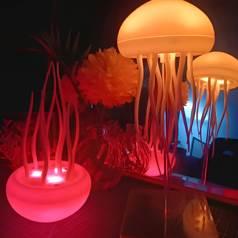IllumBeats Jellyfish Tischlampe - Farbwechselndes, Sprachgesteuertes und Wiederaufladbares Nachtlicht