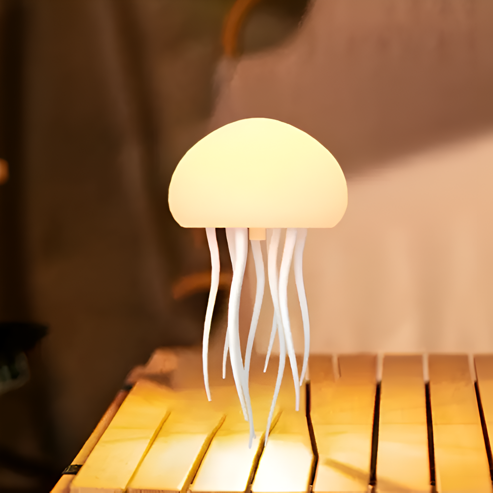 IllumBeats Jellyfish Tischlampe - Farbwechselndes, Sprachgesteuertes und Wiederaufladbares Nachtlicht