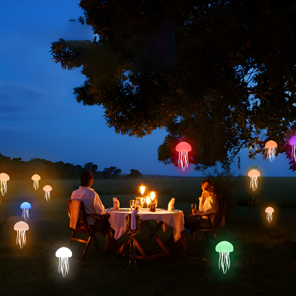 IllumBeats Jellyfish Tischlampe - Farbwechselndes, Sprachgesteuertes und Wiederaufladbares Nachtlicht